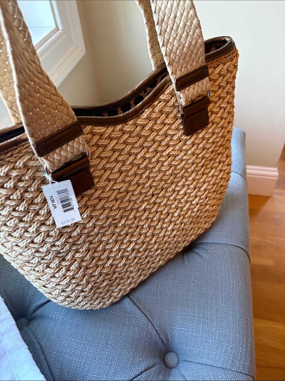NWT Brighton Woven Straw Tote Bag in Cream - Picture 14 of 14